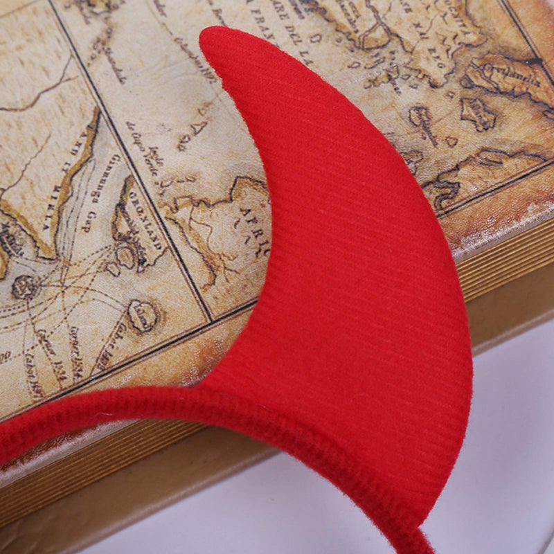 CBLUO Halloween Devil Headband Hair Clips Devil Horns Ears Hair Hoops Barrettes Red Fluffy Headpiece Hairband Hair Bands Hair Pins Hairpin Women Party Decoration Cosplay Costume Hair Accessories 2 Pack - Image 5